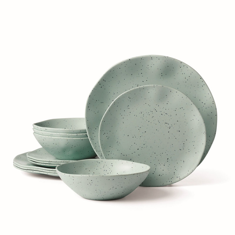 Oneida Terrazzo Melamine 12 Piece Dinnerware Set Mint